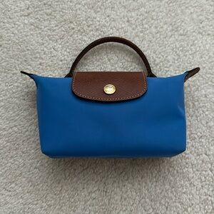 Longchamp Le Pliage Original Blue Pouch with Handle